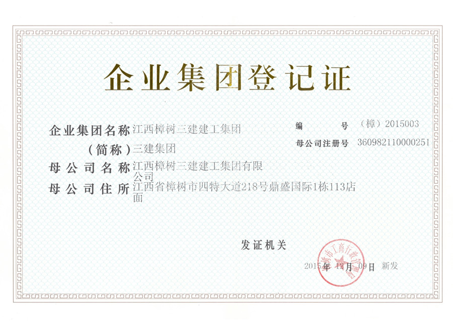企业集团登记证